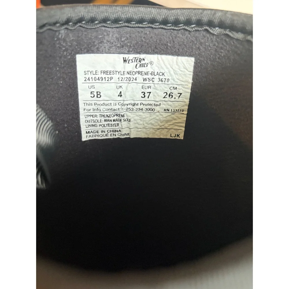 Western Chief Kids Freestyle Neoprene Black Waterproof Rain Boots Size 5B 37